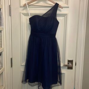 Navy Blue Satin and Tulle Cocktail/Prom/Party dress